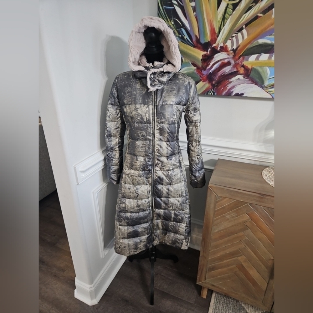 Snowman 886 Puffer Premium Down Jacket Coat Hooded Zipper Front Glam Green   S
